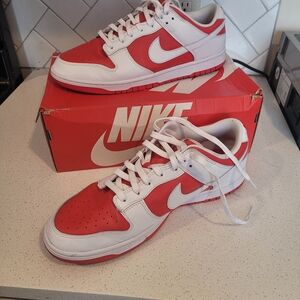 Nike Red and White Low-Top Sneakers